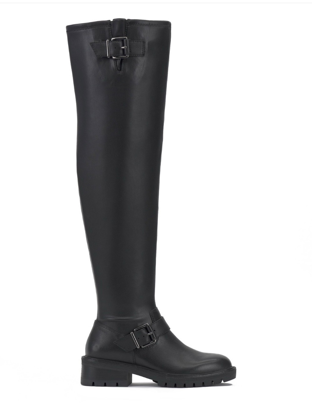 Vince Camuto Abrila Knee-High Black Leather Lug Sole Tall Boots Size 6.5 NEW